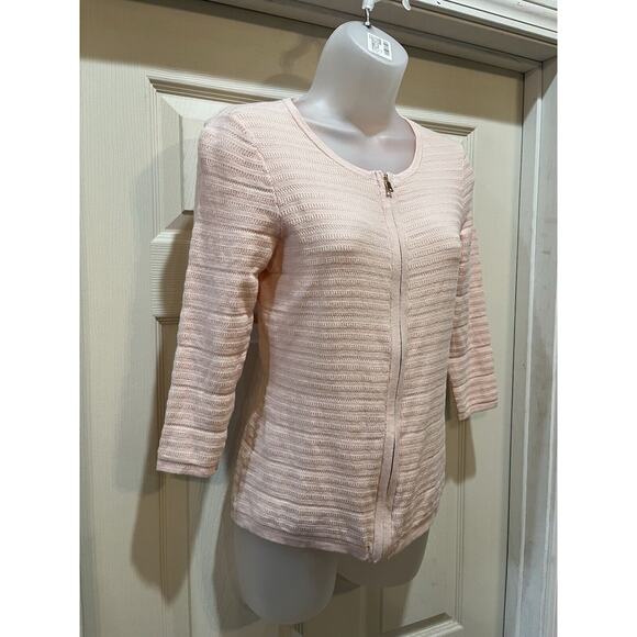 NWT Ann Taylor Factory Zip Up Cardigan Size XS Nude Neutral Color - Picture 4 of 7